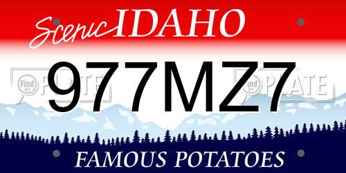 977MZ7 Idaho License Plate