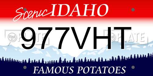977VHT Idaho License Plate