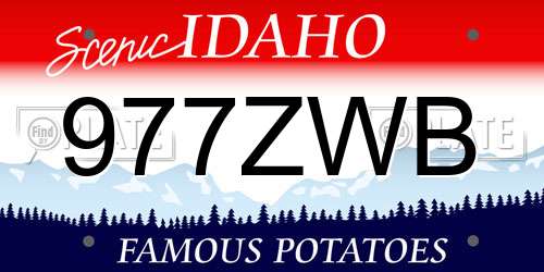 977ZWB Idaho License Plate