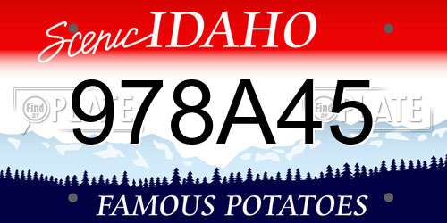 978A45 Idaho License Plate
