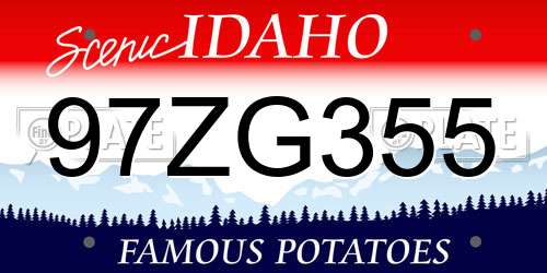 97ZG355 Idaho License Plate