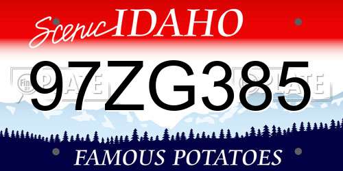 97ZG385 Idaho License Plate