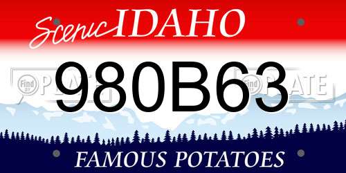 980B63 Idaho License Plate