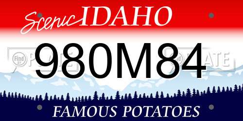 980M84 Idaho License Plate