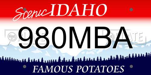 980MBA Idaho License Plate