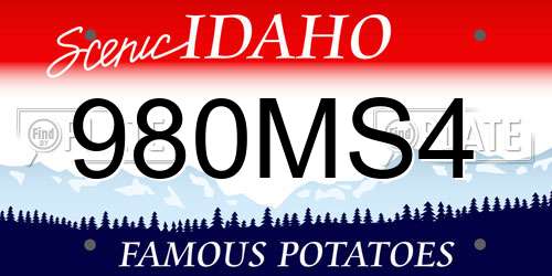 980MS4 Idaho License Plate