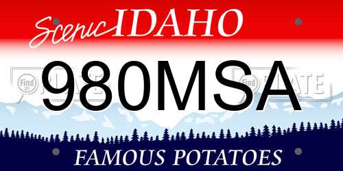 980MSA Idaho License Plate