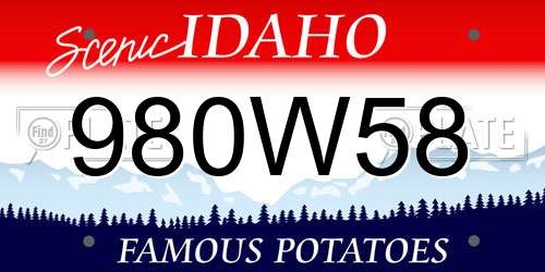 980W58 Idaho License Plate