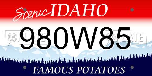 980W85 Idaho License Plate