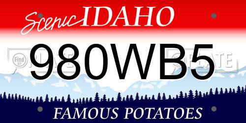 980WB5 Idaho License Plate