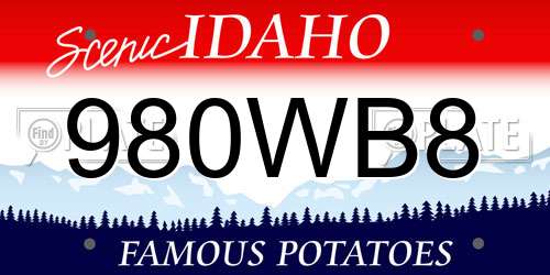 980WB8 Idaho License Plate