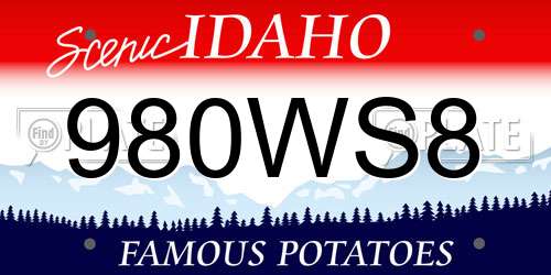 980WS8 Idaho License Plate