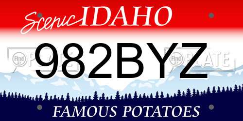 982BYZ Idaho License Plate