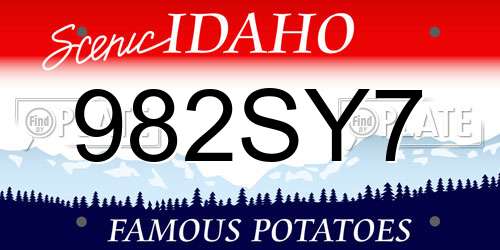 982SY7 Idaho License Plate