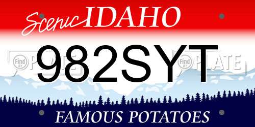 982SYT Idaho License Plate