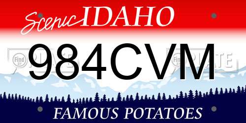 984CVM Idaho License Plate