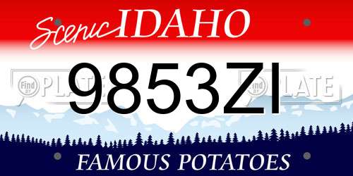 9853ZI Idaho License Plate