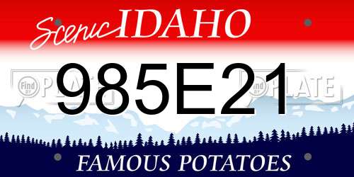 985E21 Idaho License Plate