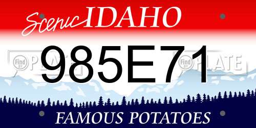985E71 Idaho License Plate