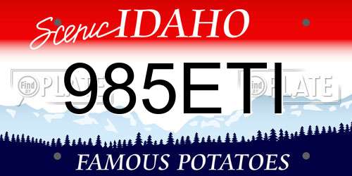 985ETI Idaho License Plate
