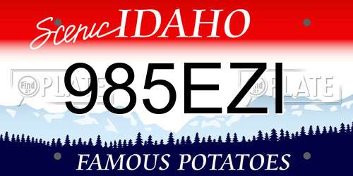 985EZI Idaho License Plate
