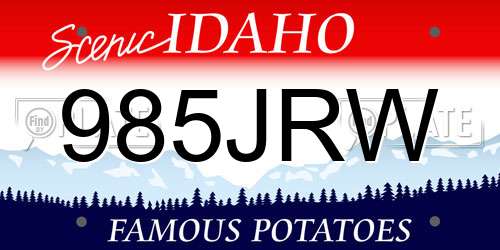 985JRW Idaho License Plate