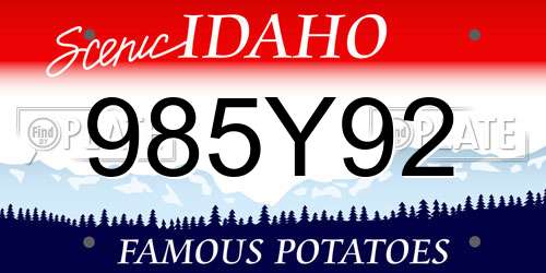 985Y92 Idaho License Plate