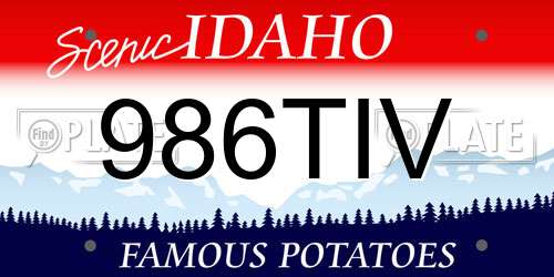 986TIV Idaho License Plate