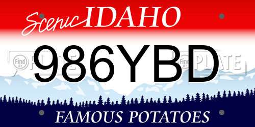 986YBD Idaho License Plate