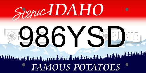 986YSD Idaho License Plate