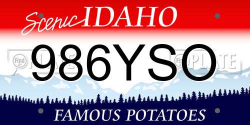 986YSO Idaho License Plate