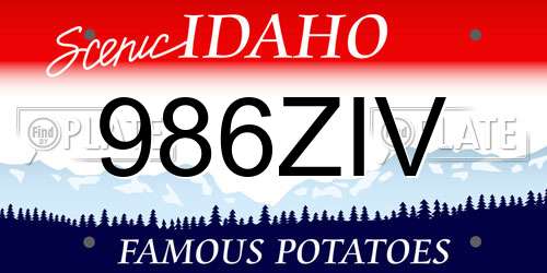 986ZIV Idaho License Plate