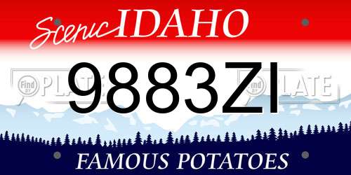 9883ZI Idaho License Plate