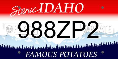 988ZP2 Idaho License Plate