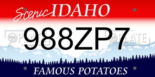 988ZP7 Idaho License Plate