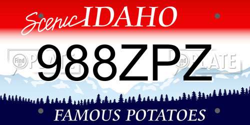 988ZPZ Idaho License Plate