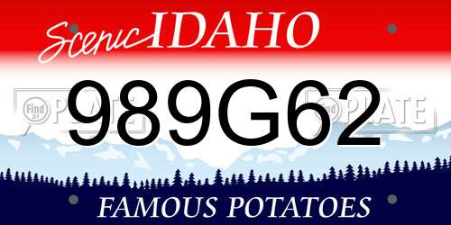 989G62 Idaho License Plate