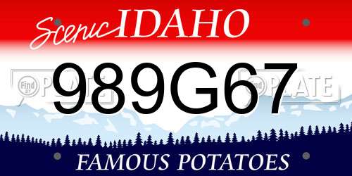 989G67 Idaho License Plate