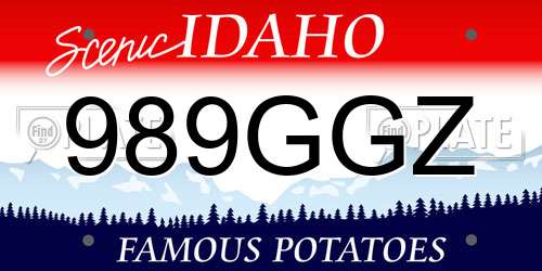 989GGZ Idaho License Plate