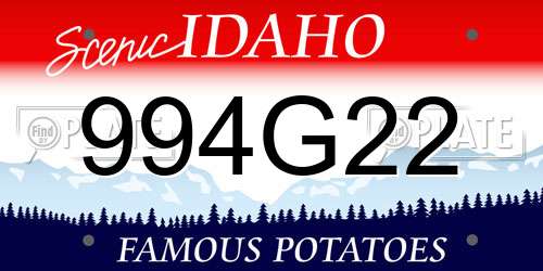994G22 Idaho License Plate