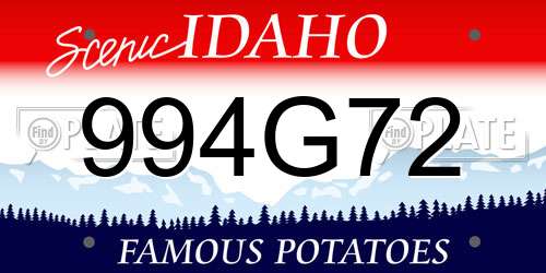 994G72 Idaho License Plate