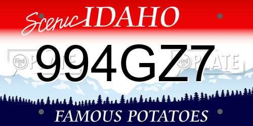 994GZ7 Idaho License Plate