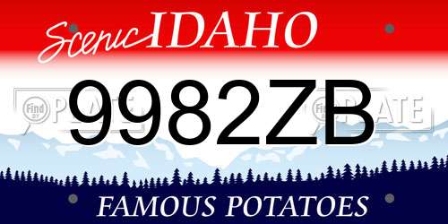 9982ZB Idaho License Plate