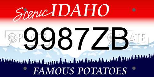 9987ZB Idaho License Plate