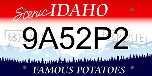 9A52P2 Idaho License Plate