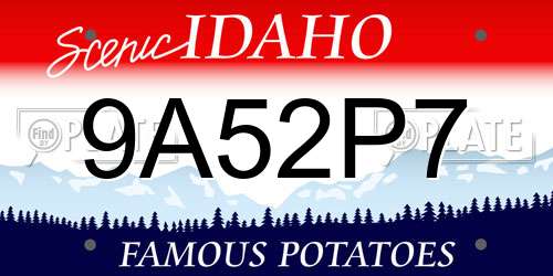 9A52P7 Idaho License Plate