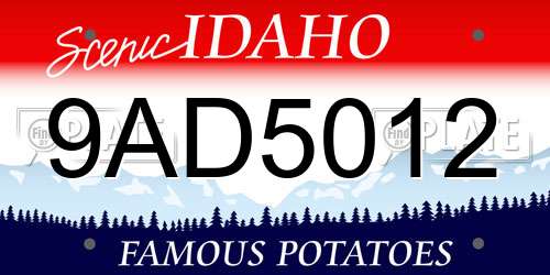 9AD5012 Idaho License Plate