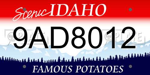 9AD8012 Idaho License Plate