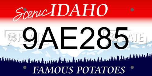 9AE285 Idaho License Plate