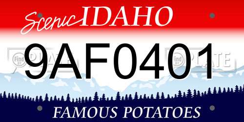 9AF0401 Idaho License Plate